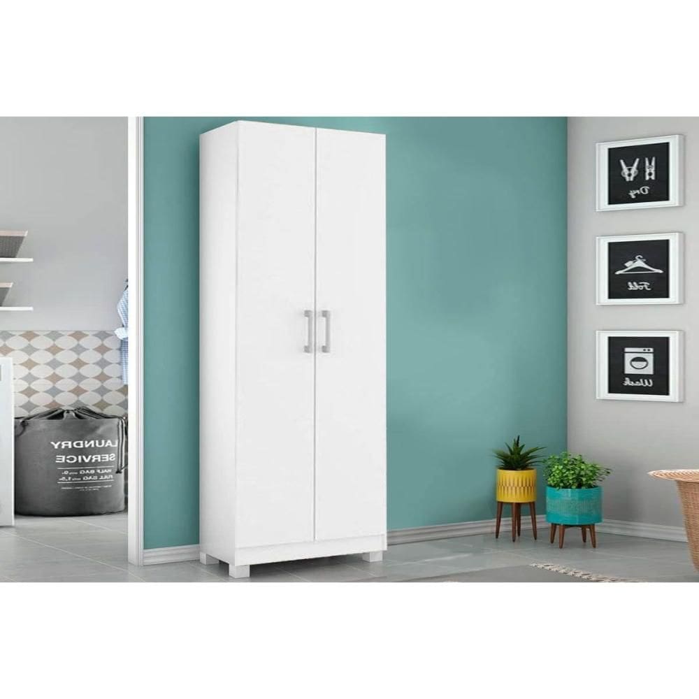 Armário Sapateira Solteiro 626 c/ 2 Portas e Pés Branco - Carraro