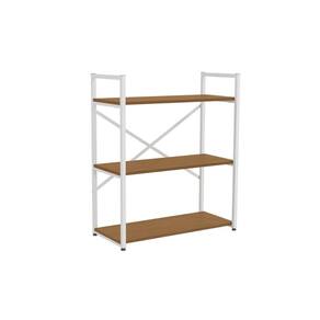 Estante Livreiro de Escritório Industrial Baixa LI007 c/ 3 Prateleiras 72x85cm Canela/Branco - Kappesberg