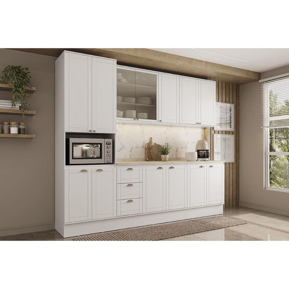 Kit de Cozinha Completa 5 Peças Bella (2Aéreos+2Balcões+1Paneleiro) C5P120 Branco - Carraro