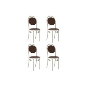 Kit 4 Cadeiras Sala Jantar 190 Aço 4 Uni Prata/Courano Cacau - Carraro