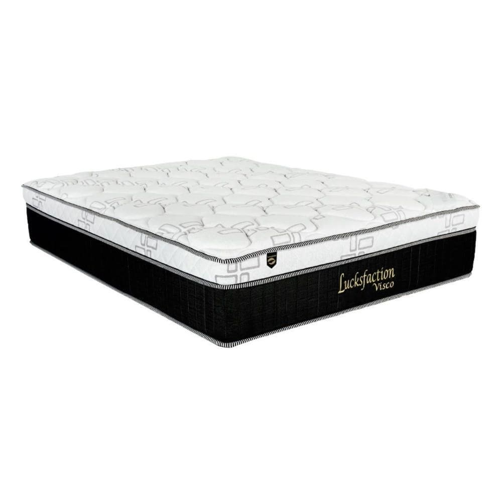 Colchão Queen Espuma Viscoelástico Visco Molas Ensacadas Lucksfaction Black Euro Pillow (158x198x36) - Luckspuma