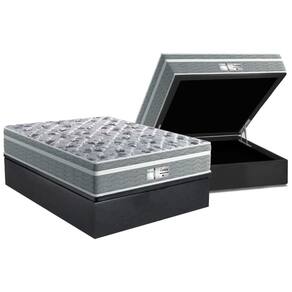 Cama Box Baú Casal: Colchão Molas Ensacadas Probel Evolution Gray + Base CRC Suede Gray (138x188)