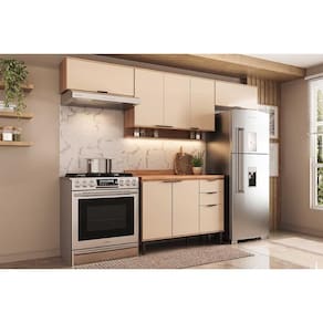 Kit de Cozinha Completa 4 Peças Alpha (3Aéreos+1Balcão) C4P179 Freijo/Off White - Carraro