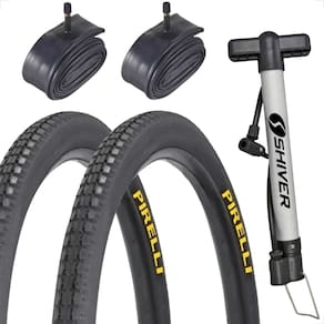 Par Pneu 26 X 1.1 / 2X2 Primor Pirelli + Par Camara + Bomba Manual Shiver Monark Caloi Tropical