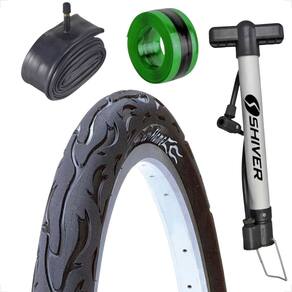 Pneu Bicicleta Kenda Flame Aro 26 x 2.125 Balão + camara Shiver + bomba de ar e fita antifuro