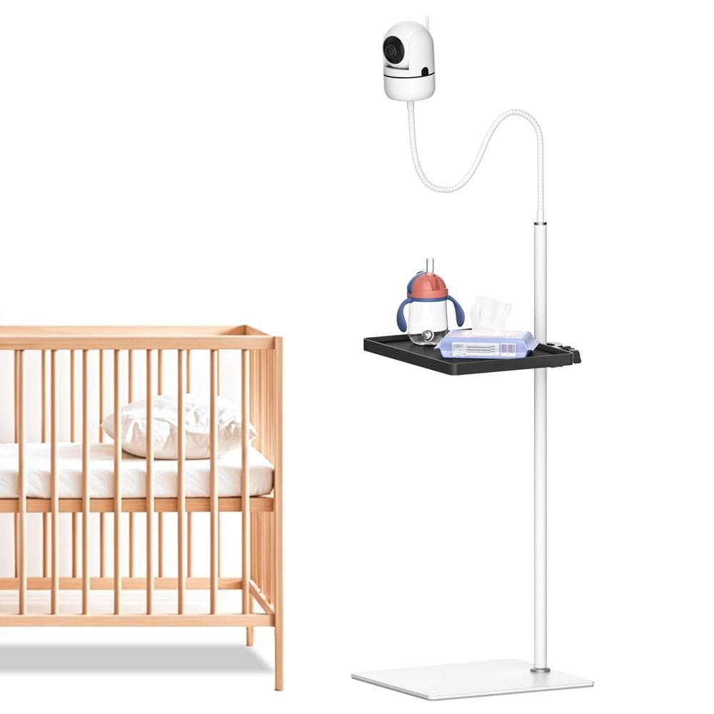 Suporte de câmera para monitor de bebê ajustável em altura com bandeja de armazenamento