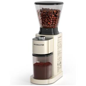 Moedor de Café Elétrico de Aço Inoxidável com 24 Configurações de Moagem, 110V, Aromaster, Bege