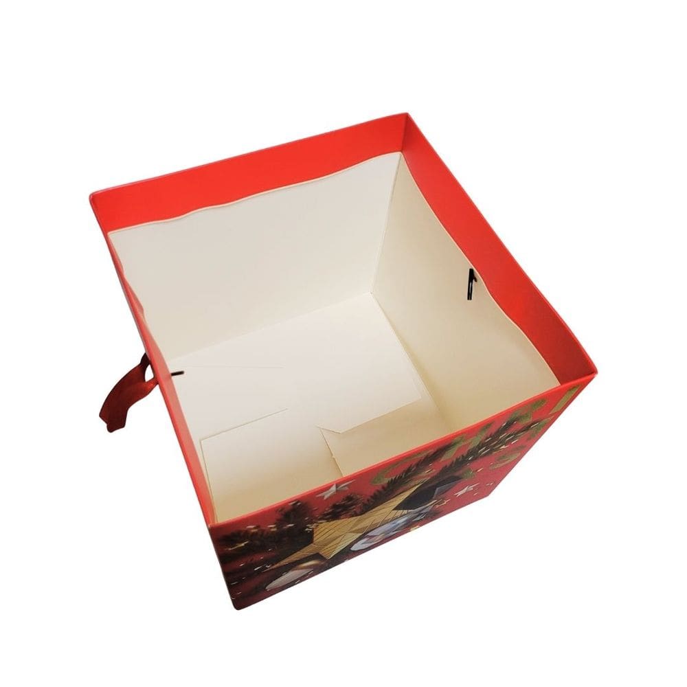Caixa Embalagem Monta Fácil Decor Natal Panetone e Presentes Com Laço 22x22cm - Magizi