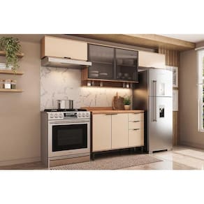 Kit Cozinha Modulada 4 Peças Alpha (3Aéreos+1Balcão) C4P182 Freijo/Off White - Carraro