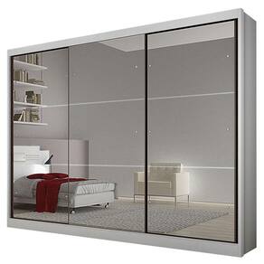 Guarda Roupa Casal Atlanta 3 Portas 8 Gavetas Neve com Espelho – Novo Horizonte