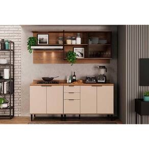 Kit de Cozinha Completa 3 Peças Alpha (1Aéreo+2Balcões) C3P37 Freijo/Off White - Carraro