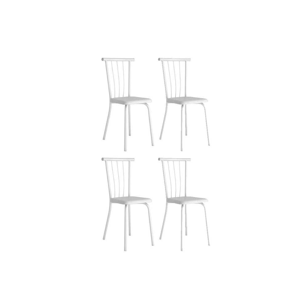 Kit 4 Cadeiras Sala Jantar 154 Aço 4 Uni Branco/Courano Branco - Carraro