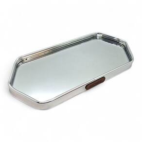 Bandeja Espelhada Decorativa Prata Sala Lavabo 24cm