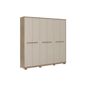 Guarda Roupa Casal 6 Portas e 3 Gavetas c/ Pés Belmont 1154 Noce/Off White - Carraro