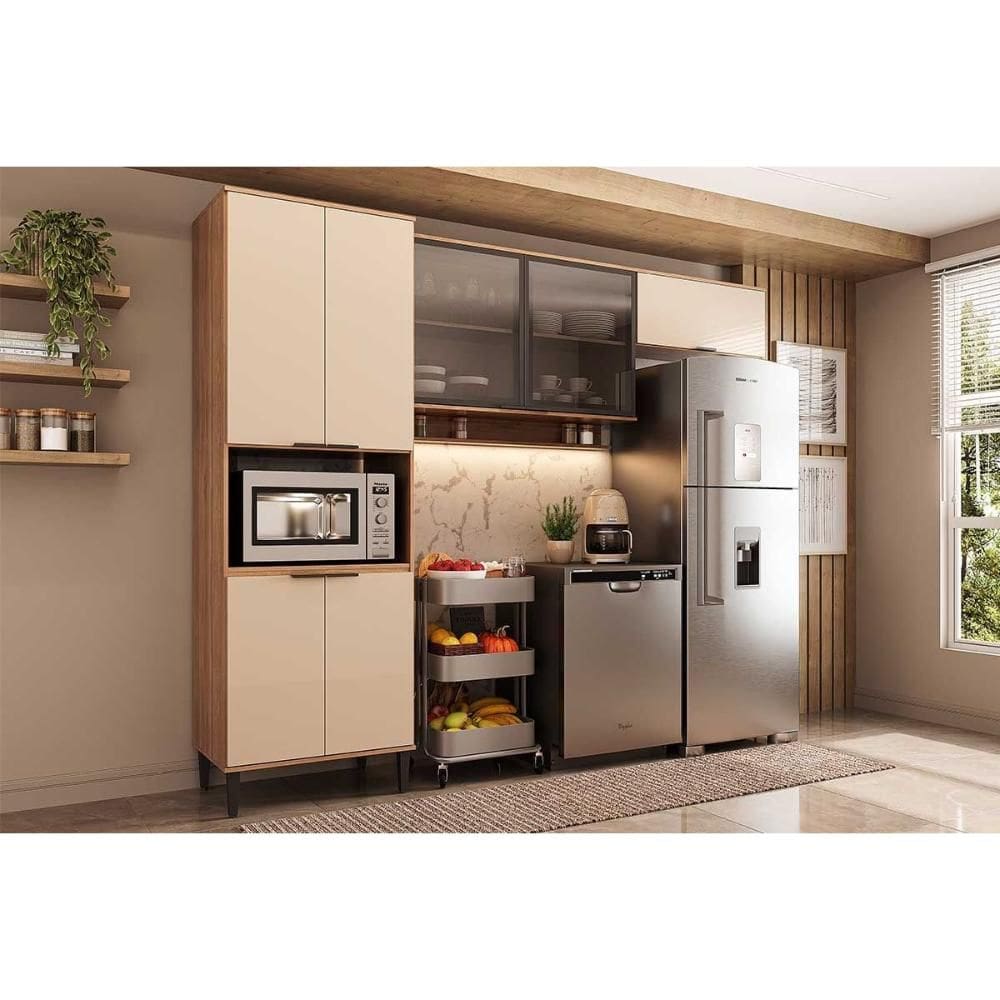 Kit Cozinha Modulada 3 Peças Alpha (2Aéreos+1Paneleiro) C3P35 Freijo/Off White - Carraro