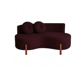 Sofá Decorativo Curvo Orgânico Living Suede Bordo - Montanaris Decor