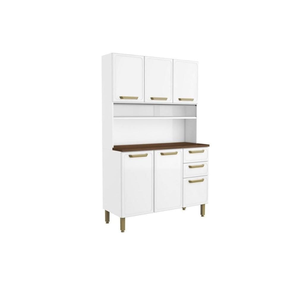 Cozinha Compacta Bella c/ 6 Portas e 2 Gavetas 120cm Branco - Bertolini