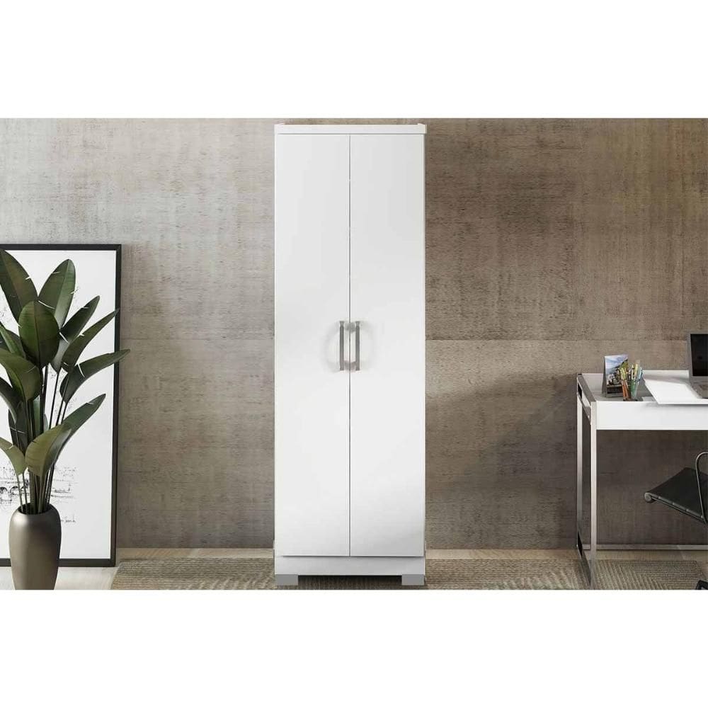 Armário Sapateira Solteiro 424 c/ 2 Portas e Pés Branco - Carraro