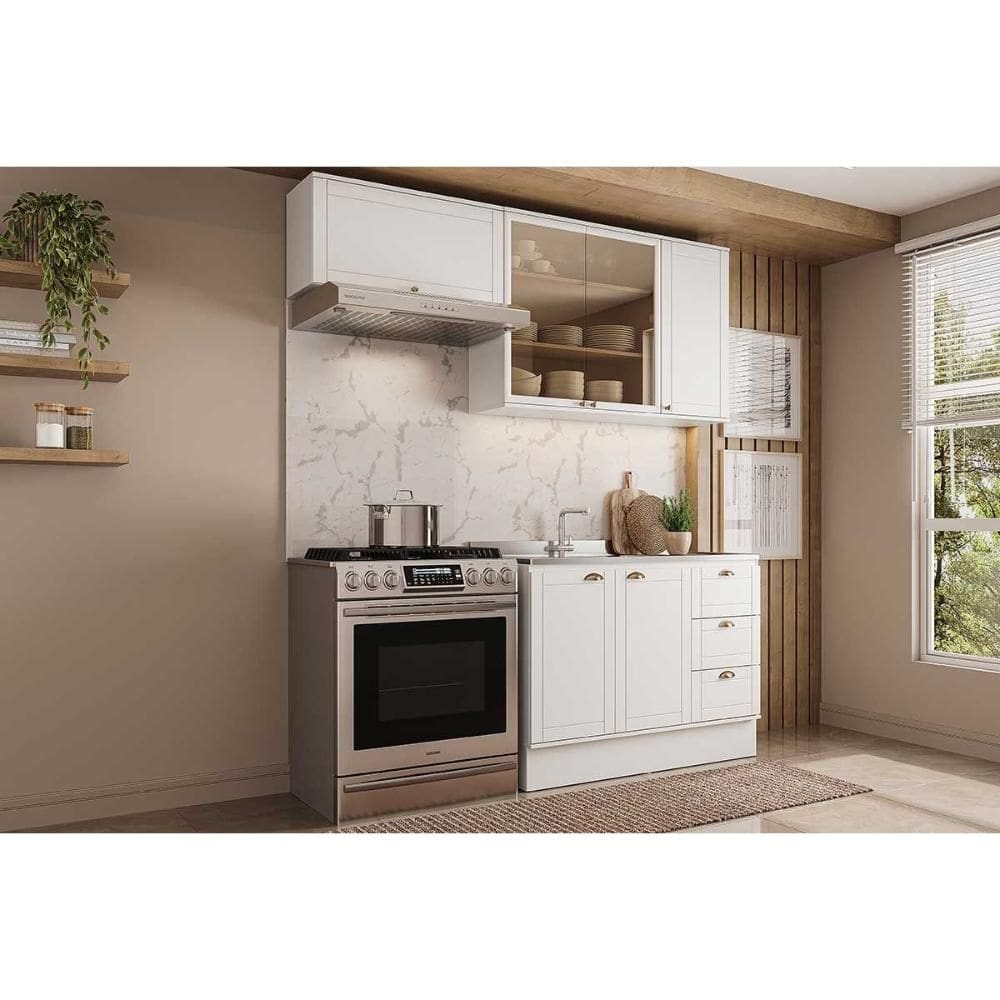Cozinha Modulada Carraro Bella 3 Peças (2Aéreos+1Balcão) C3P25 Branco-Carraro