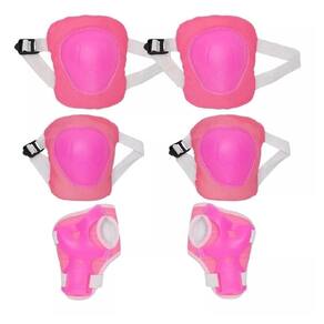 Kit De Proteção Infantil Joelheira Cotoveleira Protetor De Pulso Radical Acessorios Skate Patins Bike Esportes Rosa;