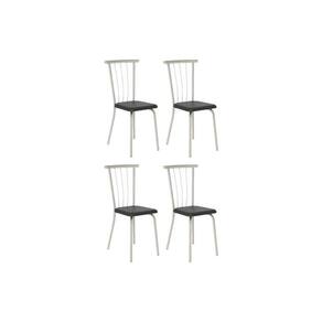 Kit 4 Cadeiras Sala Jantar 154 Aço 4 Uni Prata/Courano Preto - Carraro