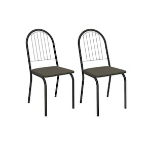 Cadeira de Cozinha Noruega 2C077PRF Aço Kit 2 Un Preto/Suede Escuro - Kappesberg