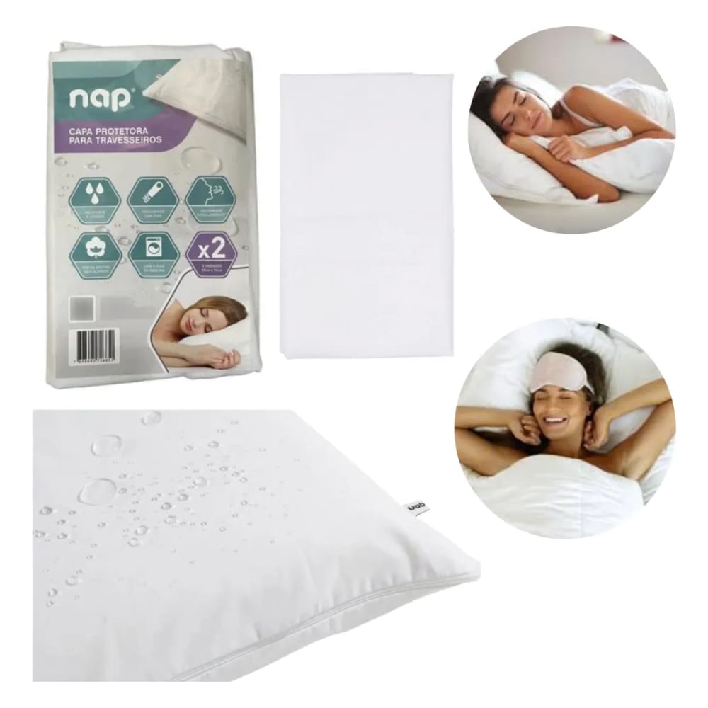 Kit 2 Capas Fronha Protetoras de Travesseiro 200 Fios 100% algodão hipoalergênico Com Zíper 50x70