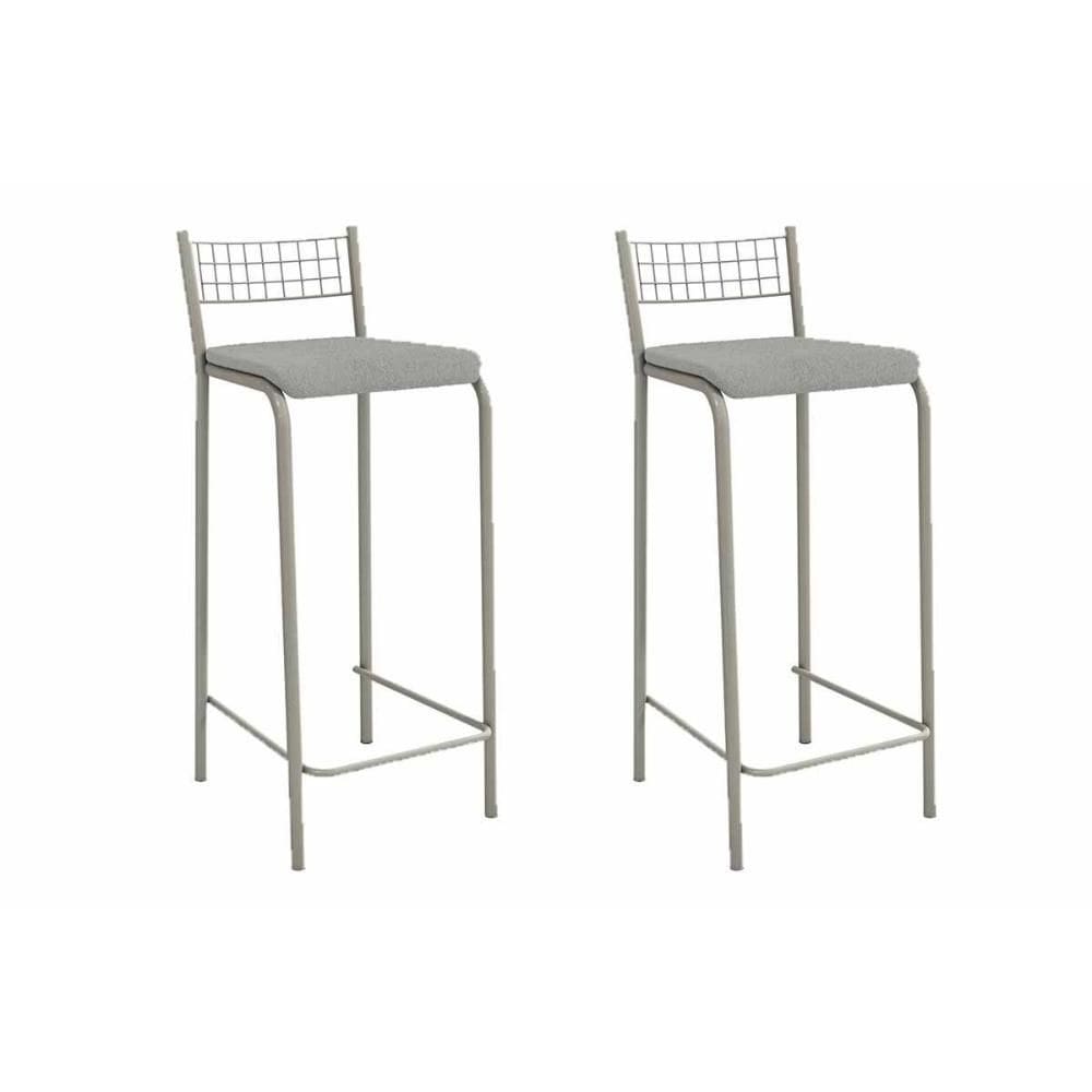 Banqueta de Cozinha Gênova 2B705NK Aço Kit 2 Un Niquel/Boucle Cinza - Kappesberg