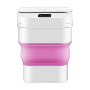 Lixeira Automatica Sensor Smart Cesto De Lixo Retratil Inteligente A Prova Agua Viagem Camping Praia Rosa Tamanho: U