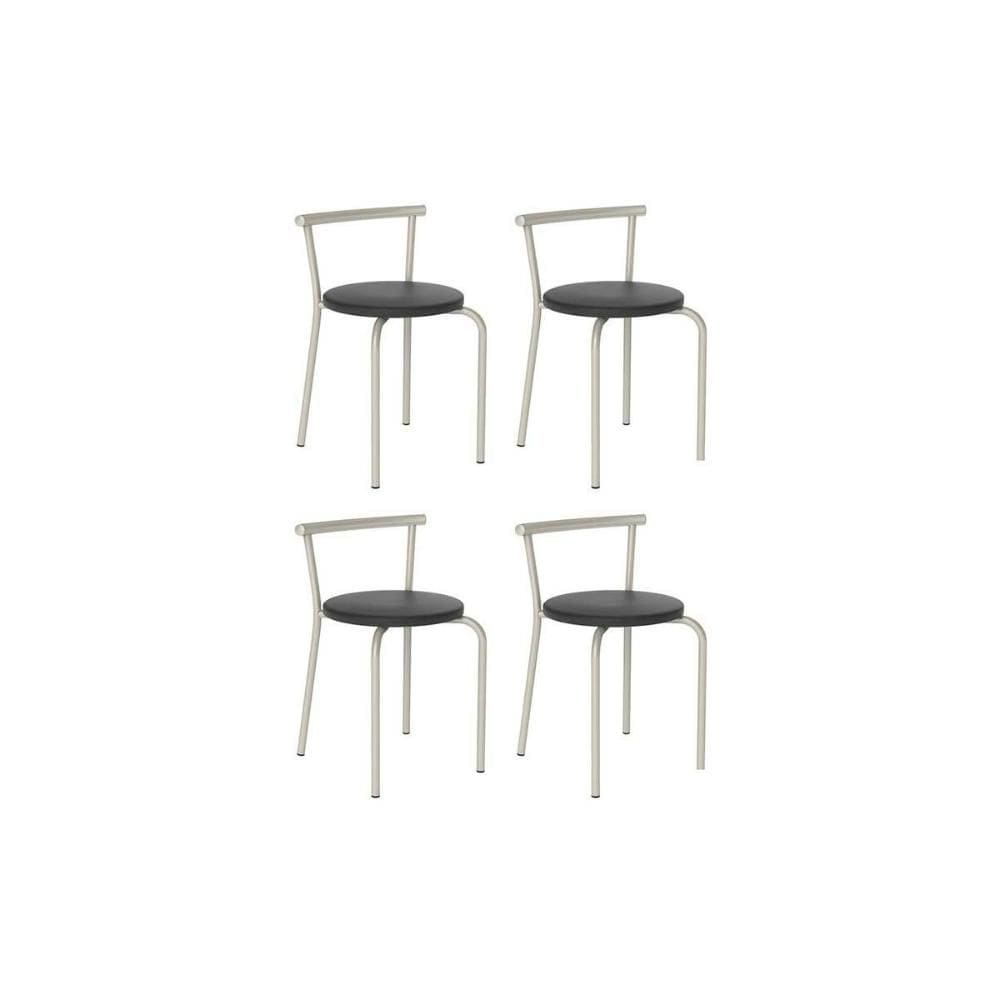 Banqueta de Cozinha 105 Kit 4 Uni Prata/Courano Preto - Carraro
