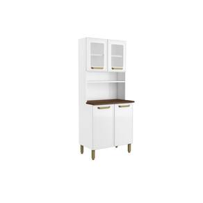 Cozinha Compacta Bella c/ 4 Portas (2 c/ Vidro) 80cm Branco - Bertolini
