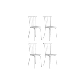 Kit 4 Cadeiras de Cozinha 154 Aço 4 Uni Branco/Courano Branco - Carraro