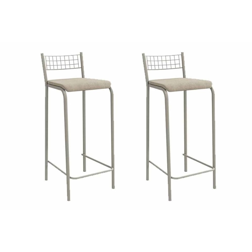 Kit 2 Banqueta de Cozinha Gênova 2B705NK Aço 2 Un Niquel/Linho Bege Fendi - Kappesberg