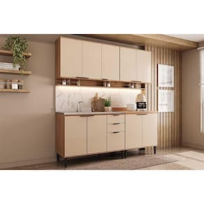 Cozinha Modulada Completa Alpha 4 Peças (2Aéreos+2Balcões) C4P177 Freijo/Off White - Carraro