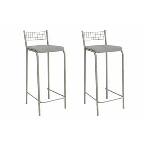 Kit 2 Banqueta de Cozinha Gênova 2B705NK Aço 2 Un Niquel/Boucle Cinza - Kappesberg