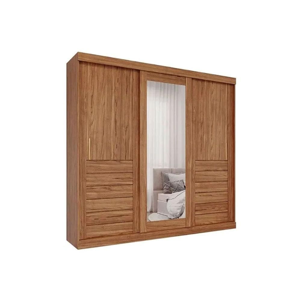 Guarda Roupas 3 Portas de Correr de (1 c/ Espelho) e 6 Gavetas Cecilia Cinamomo - Panan