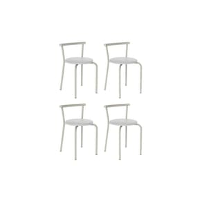 Kit 4 Banquetas Sala Jantar 105 4 Uni Prata/Courano Branco - Carraro