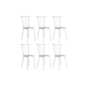 Cadeira de Cozinha 154 Aço Kit 6 Uni Branco/Courano Branco - Carraro