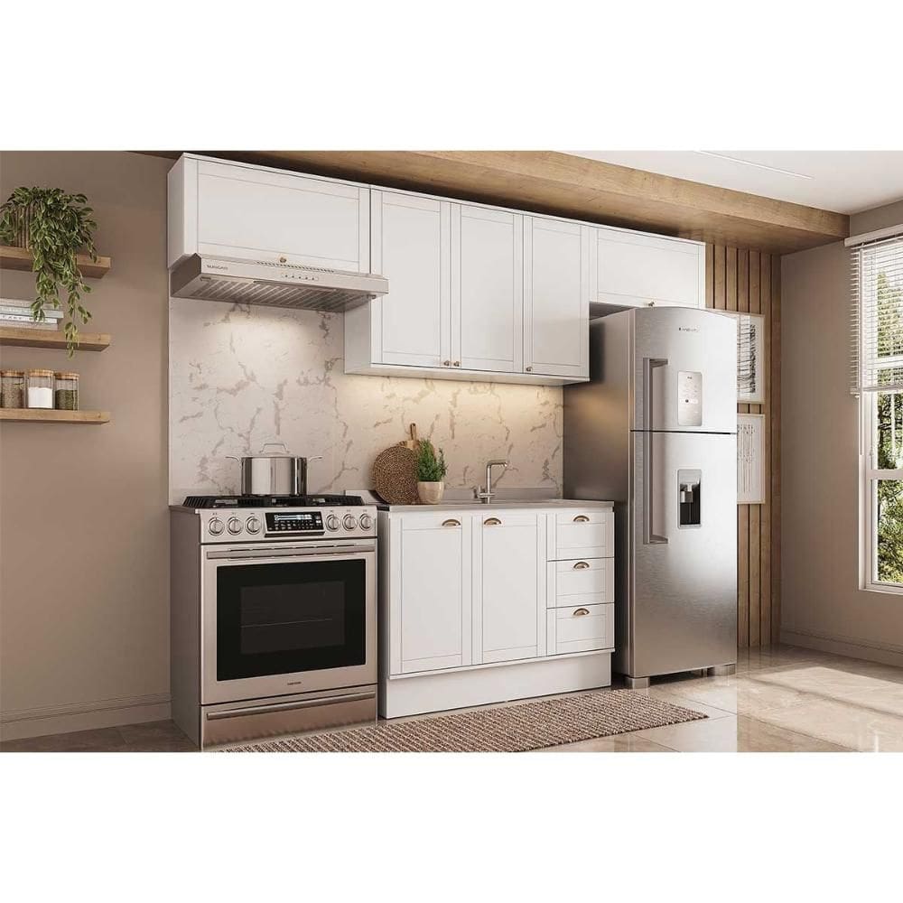 Cozinha Modulada Carraro Bella 4 Peças (3Aéreos+1Balcão) C4P173 Branco-Carraro