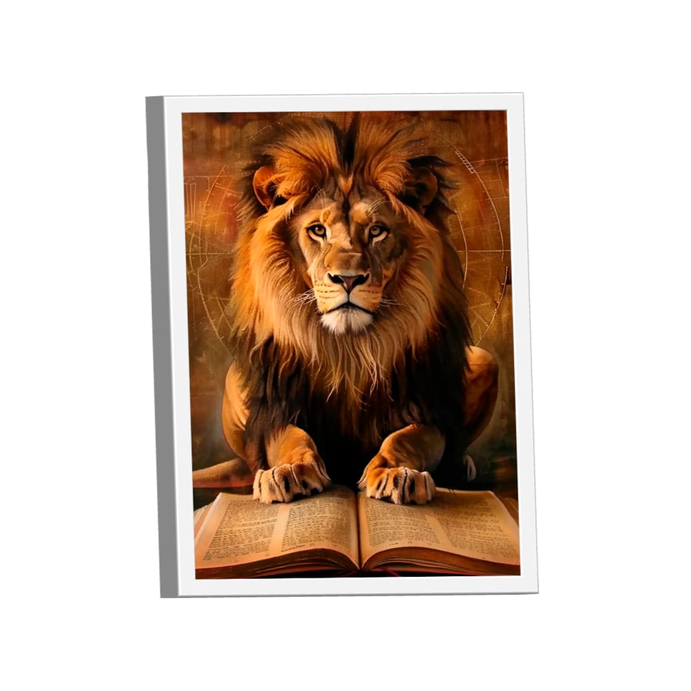 Quadro Decorativo Leão e Bíblia