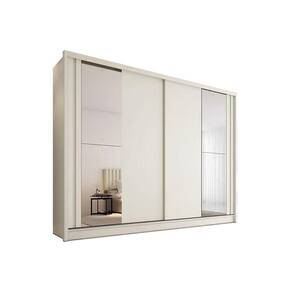 Guarda Roupas 2 Portas de Correr (2 c/ Espelho) e 4 Gavetas Monterey Off White - Europa
