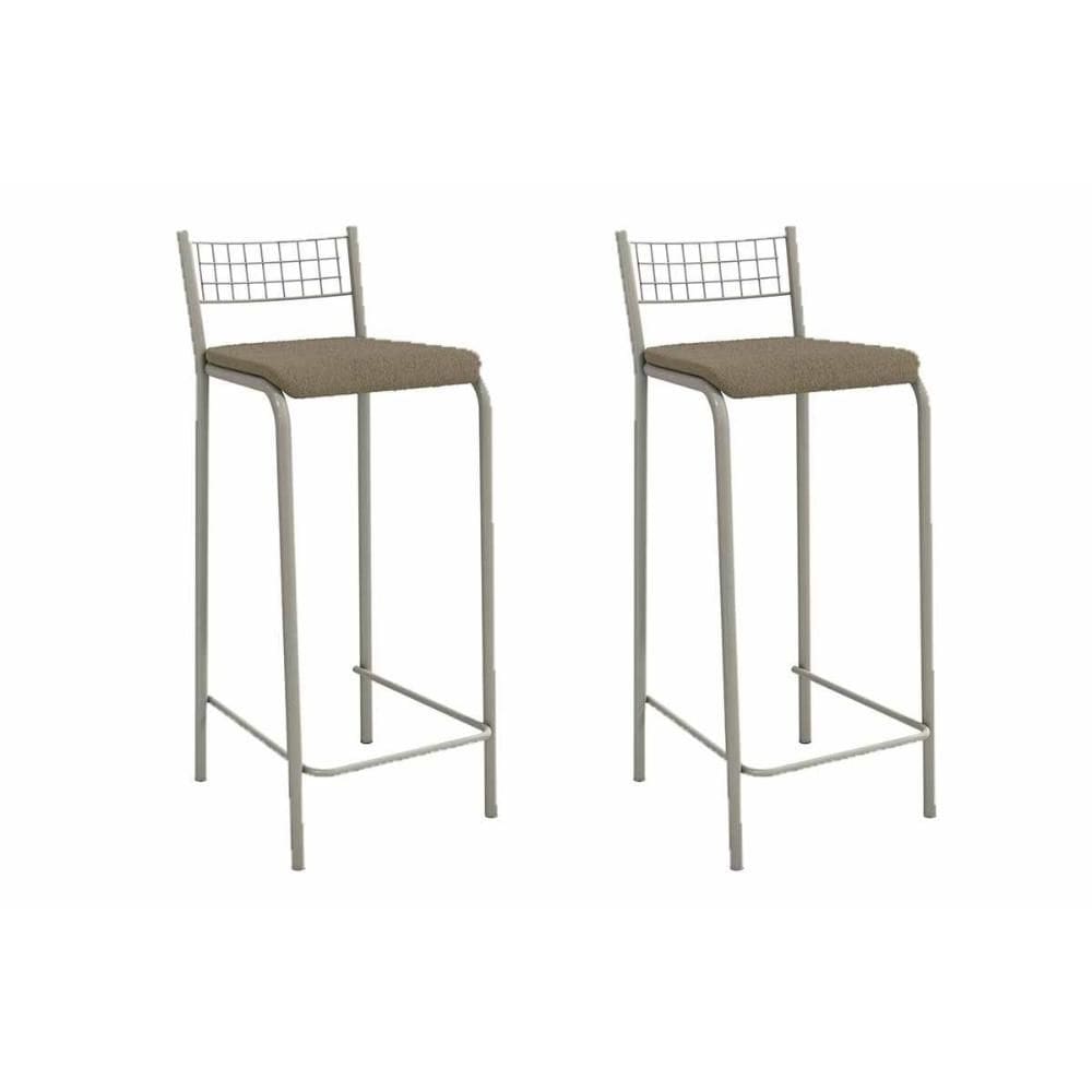 Kit 2 Banquetas Sala Jantar Gênova 2B705NK Aço 2 Un Niquel/Boucle Bege Fendi - Kappesberg