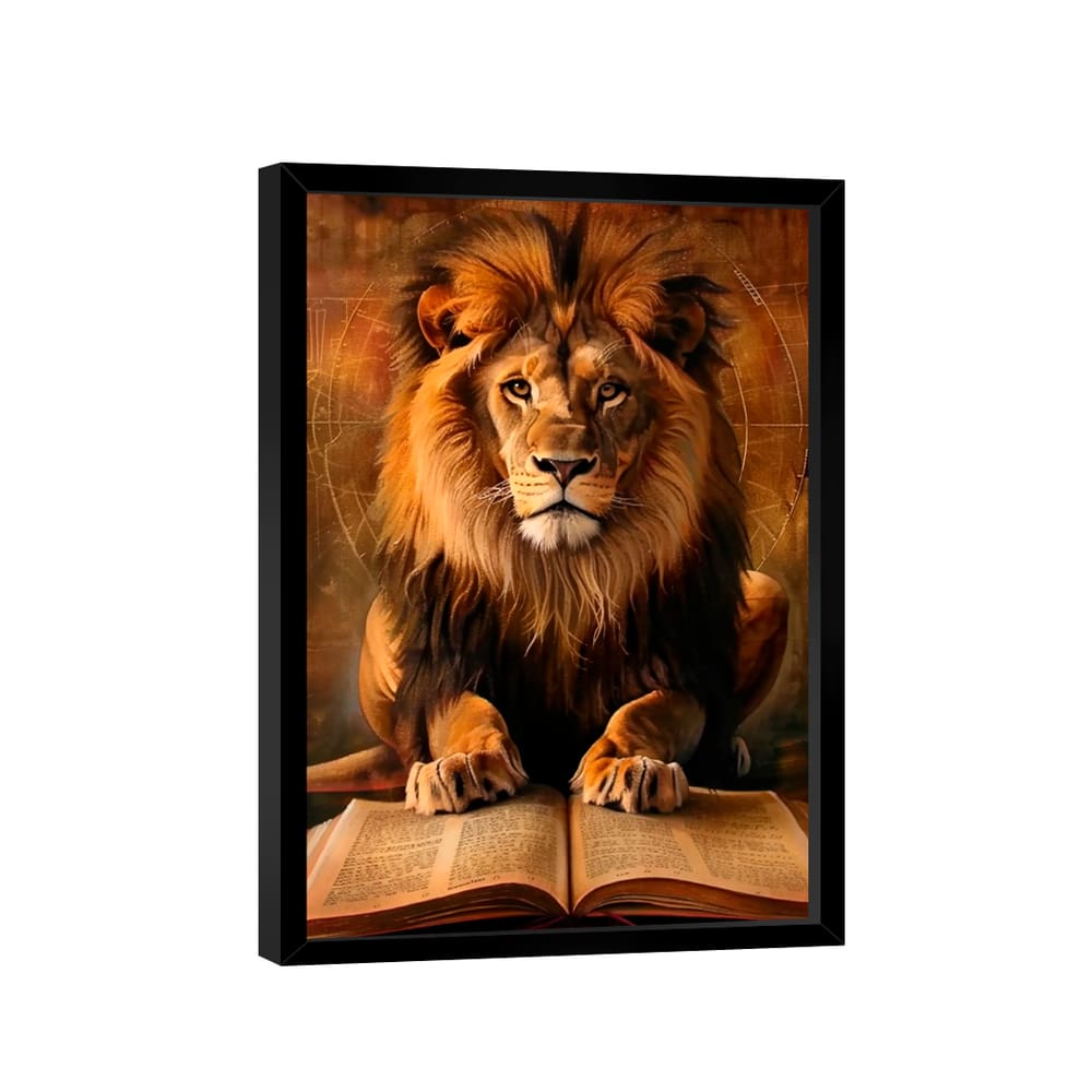 Quadro Decorativo Leão e Bíblia