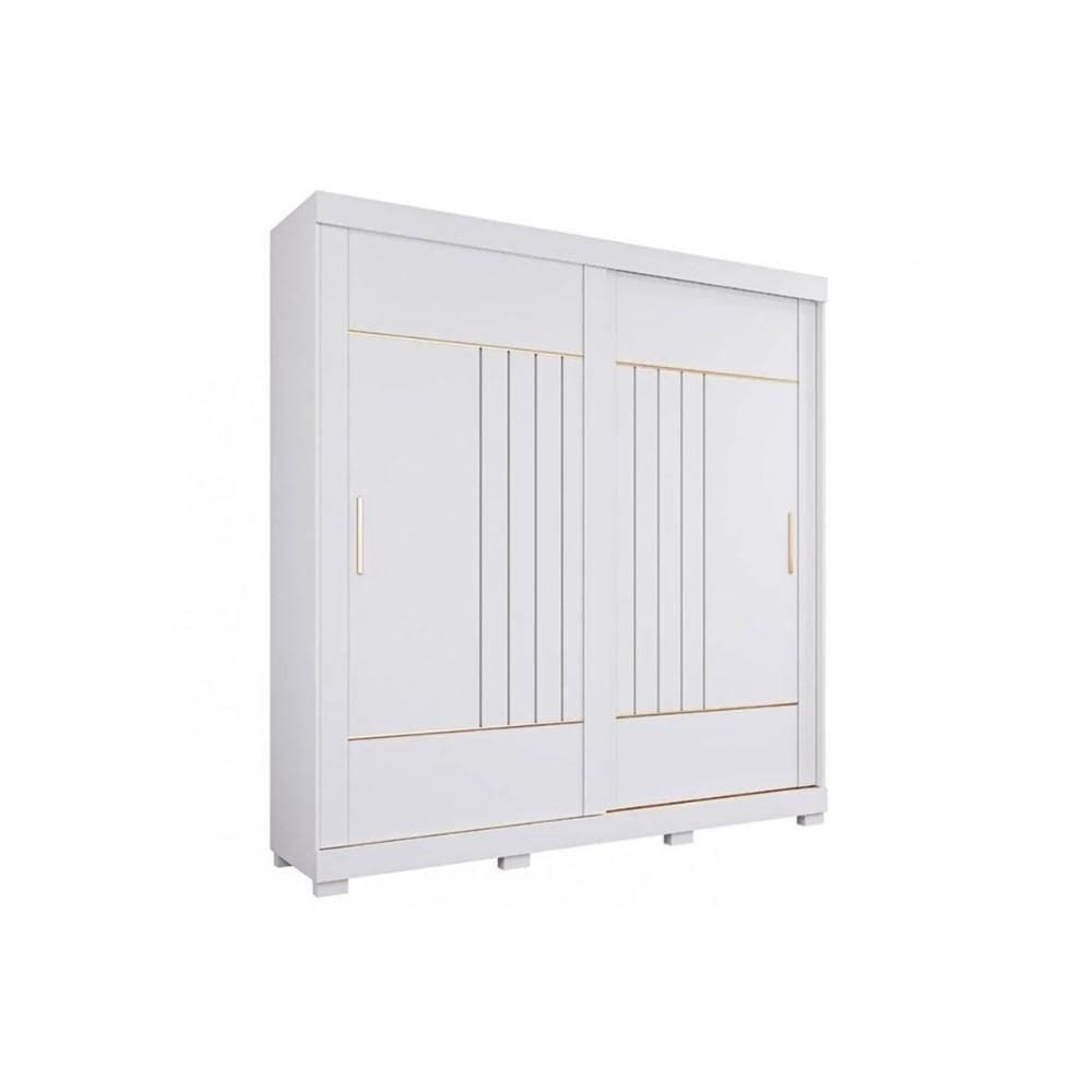 Guarda Roupa 2 Portas de Correr e 3 Gavetas c/ Pés Ayla Branco - Panan