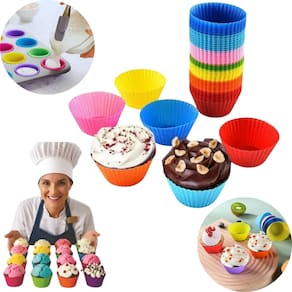 Kit Conjunto 12 Peças Forma Assadeira Forminhas de Silicone Cupcake Antiaderente