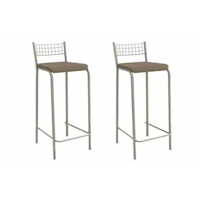 Banqueta de Cozinha Gênova 2B705NK Aço Kit 2 Un Niquel/Boucle Bege Fendi - Kappesberg
