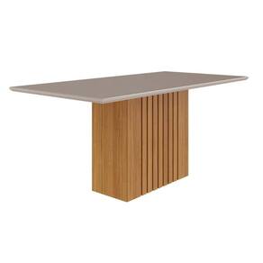 Mesa Multiuso Cozinha Ana c/ Tampo Madeirado c/ Vidro 180x90cm Nature/Off White - Cimol