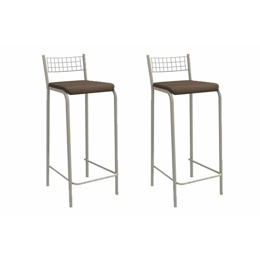 Kit 2 Banquetas Sala Jantar Gênova 2B705NK Aço 2 Un Niquel/Suede Cappuccino - Kappesberg