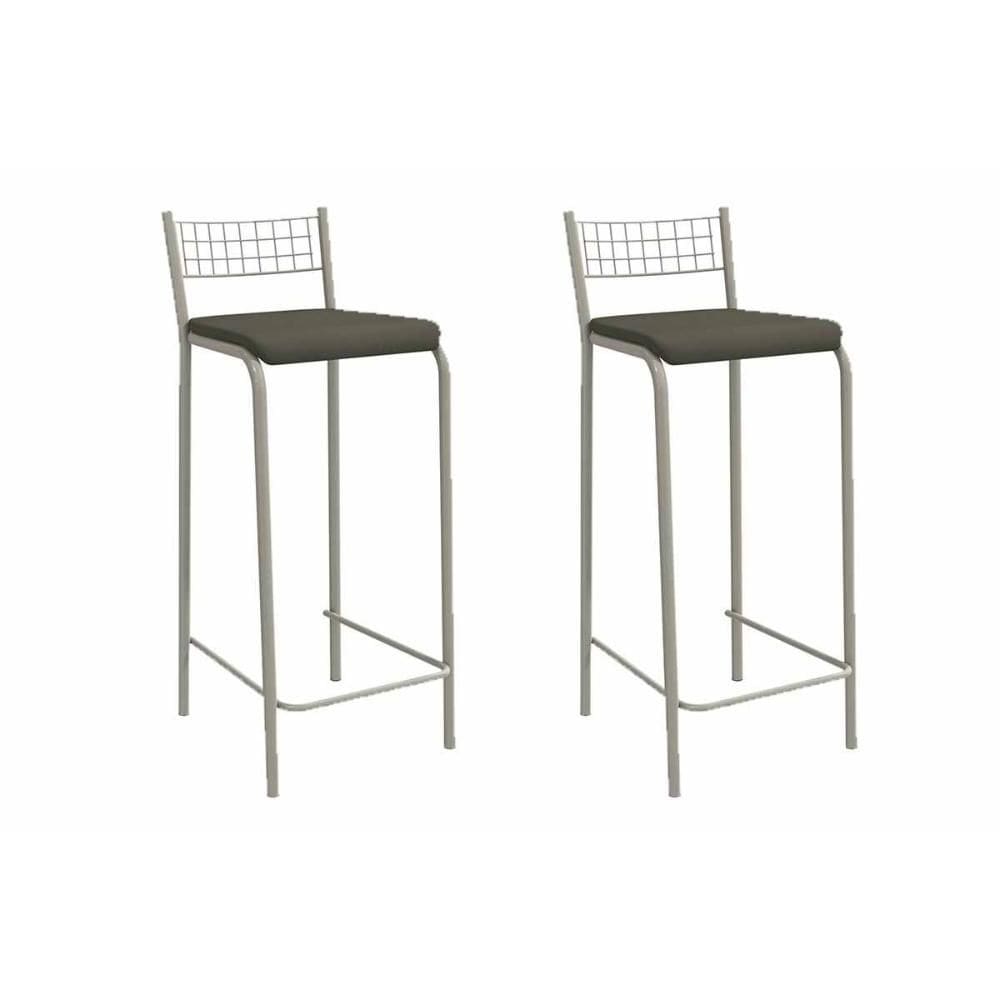 Kit 2 Banqueta de Cozinha Gênova 2B705NK Aço 2 Un Niquel/Suede Escuro - Kappesberg