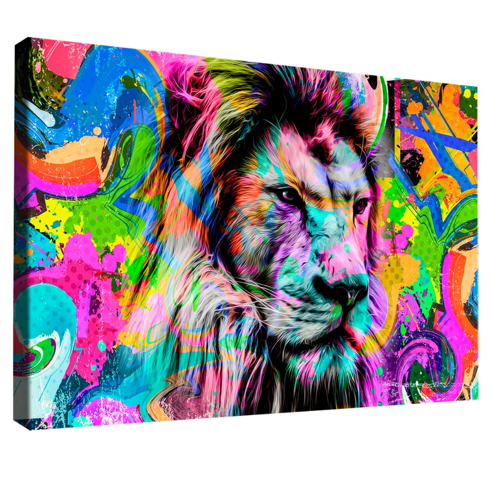 Quadro Decorativo Leão Pop Art